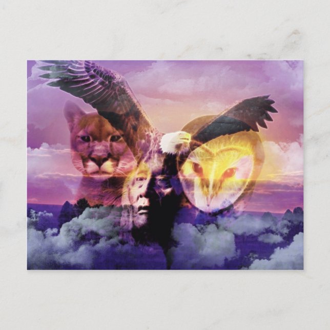 Cartão Postal Guerreiro Indiano Nativo Americano (Frente)