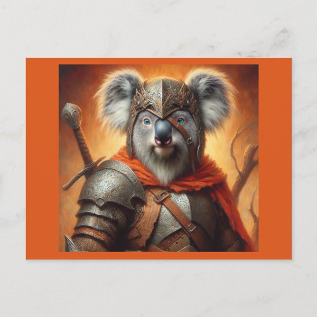 Cartão Postal Guerreiro Koala Fantasy (Frente)