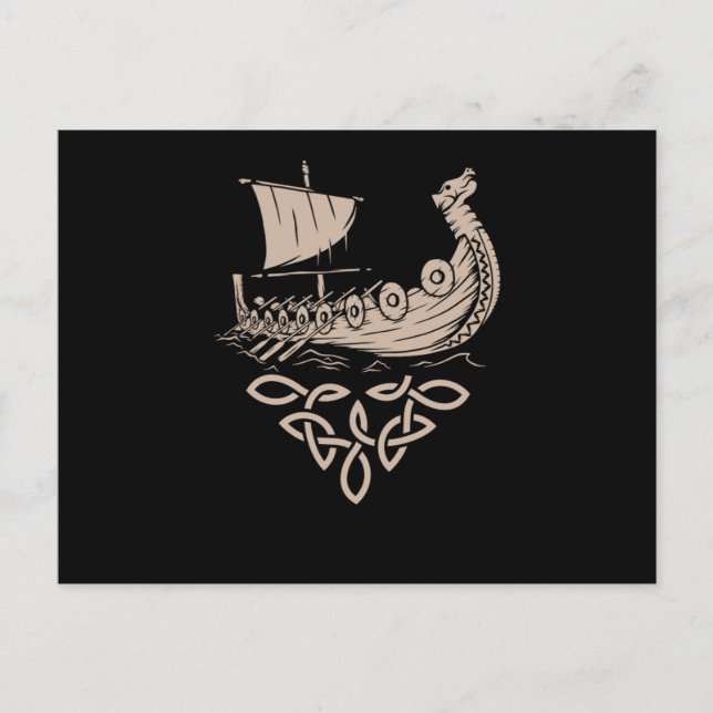 Cartão Postal Guerreiro Norse Mythology Viking Ship Valhalla Gif (Frente)