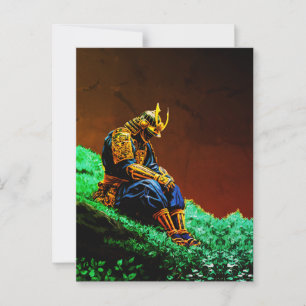 Cartão Postal Guerreiro Samurai em Armadura Dourada – Épico Japo