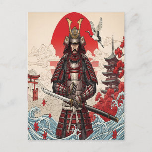 Cartão Postal Guerreiro Samurai Japonês