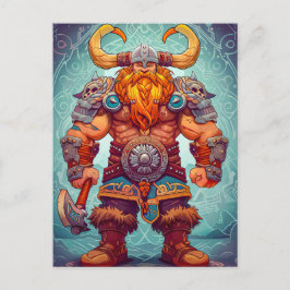 Cartão Postal Guerreiro Viking com Machado Mitologia Nórdica His