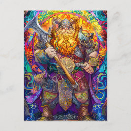 Cartão Postal Guerreiro Viking com Machado Mitologia Nórdica His