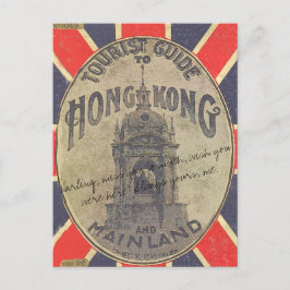 Cartão Postal Guia Turista Antiquado de Hong Kong com o Union Ja