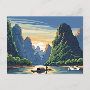 Cartão Postal Guilin China Li River Viagem