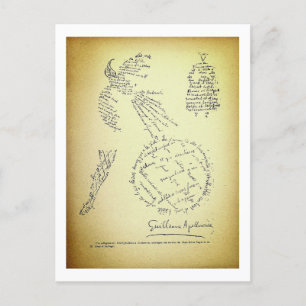 Cartão Postal Guillaume Apollinaire, Poème Calligramme (1920)