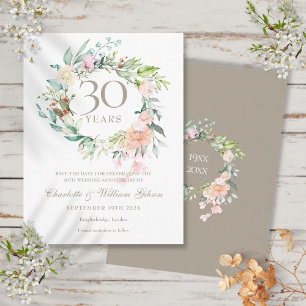 Cartão Postal Guirlanda de Rosas de 30º Aniversário para Salvar
