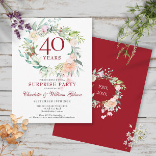 Cartão Postal Guirlanda de Rosas para Festa Surpresa de 40º Aniv