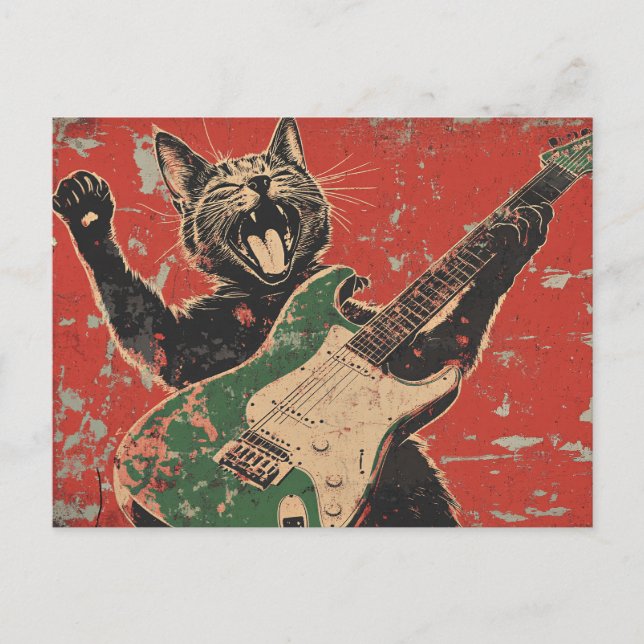 CARTÃO POSTAL GUITAR DE GATO PRETO (Frente)