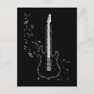 Cartão Postal Guitar Music Notes Instrumental Guitarrista