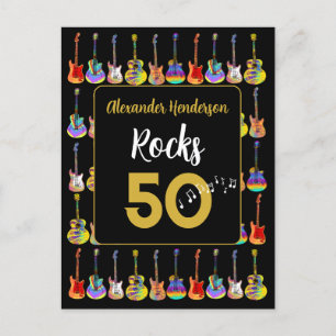 Cartão Postal Guitar Rocks 50.º aniversário Personalizado