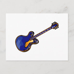 Cartão Postal Guitar Semi Hollow - Gráfico Azul Simples