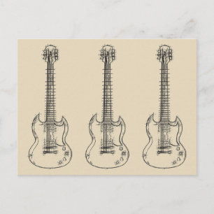 Cartão Postal Guitar Sketch
