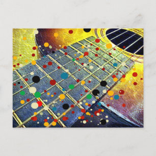 Cartão Postal Guitar Strings Musical Watercolor 