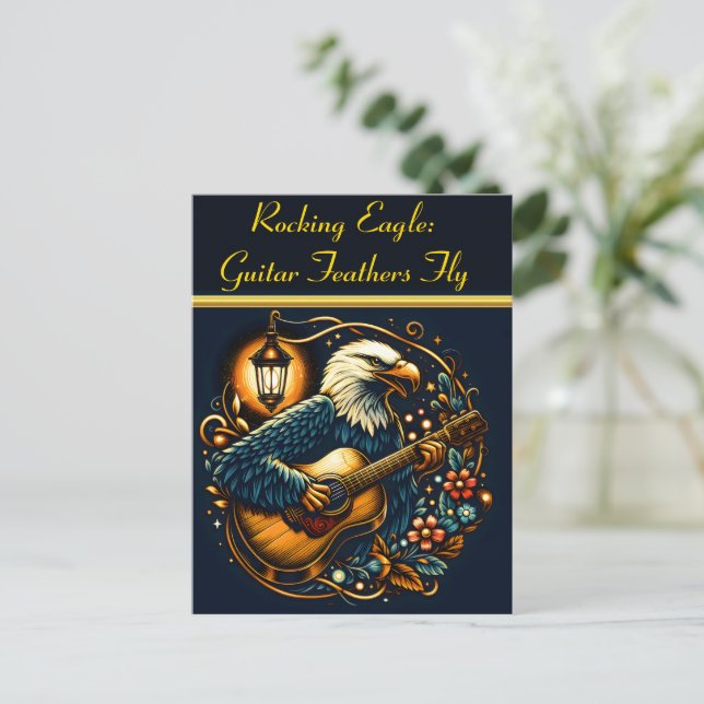 Cartão Postal Guitarista Da Águia Sob Céu Noturno (Em pé/Frente)