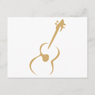 Cartão Postal Guitarra Clássica no Estilo de Desenho de Swish