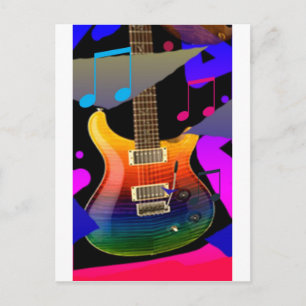 Cartão Postal Guitarra colorida - rocha sobre!