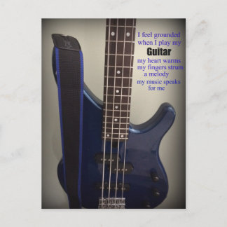 Cartão Postal Guitarra Elétrica Azul com Dito