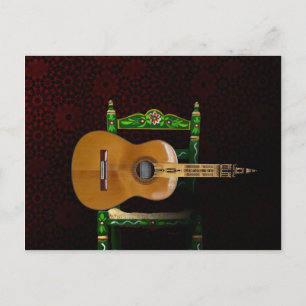 Cartão Postal Guitarra española con Giralda de Sevilla y silla.