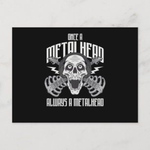 Cartão Postal Guitarra Uma Vez Uma Metalhead É Sempre Um Crânio
