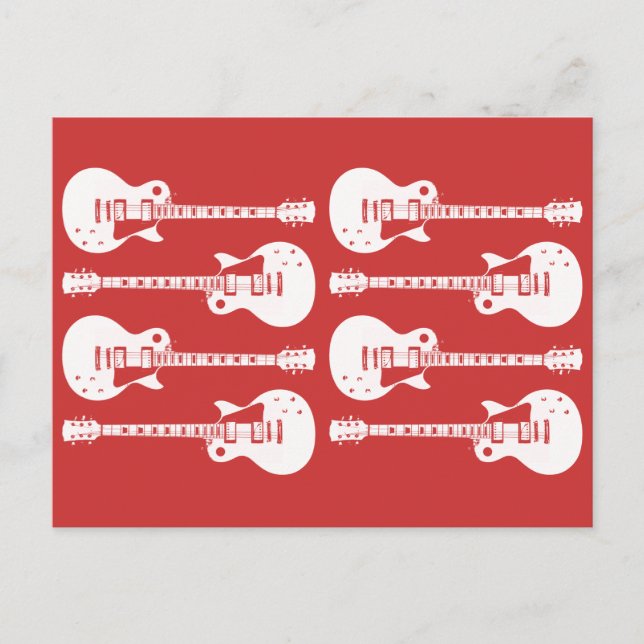 Cartão Postal Guitarras Elétricas em Branco (Frente)
