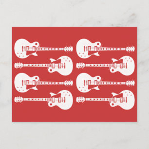 Cartão Postal Guitarras Elétricas Gráfico em Branco