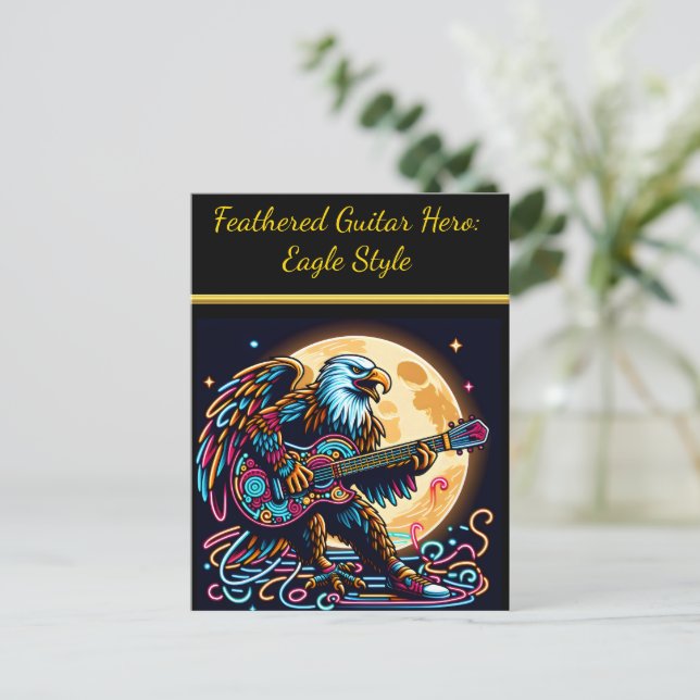 Cartão Postal Guitarrista Águia Sob Luz da Lua (Em pé/Frente)