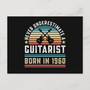 Cartão Postal Guitarrista nascido em 1960 Presente de Guitarrra 