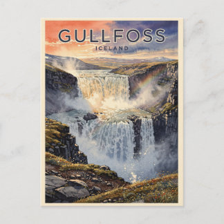 Cartão Postal Gullfoss Islândia Cachoeira Vintage