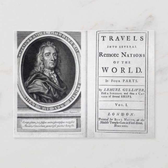 Cartão Postal "Gulliver's Viagem por Jonathan Swift, 1726 (Frente)
