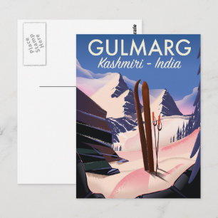 Cartão Postal Gulmarg Kashmiri India Ski poster