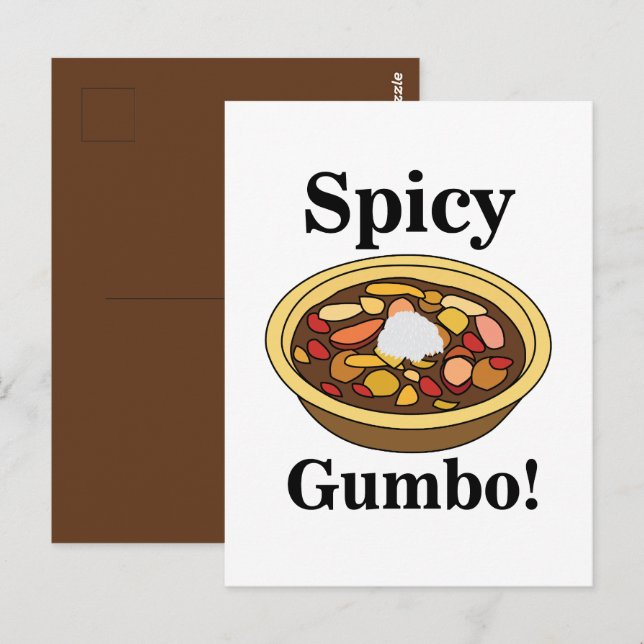 Cartão Postal Gumbo Comida Gumbo Apimentado (Frente/Verso)