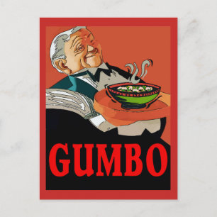Cartão Postal Gumbo,garçom vintage