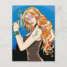 Cartão Postal Gun Girl Orange