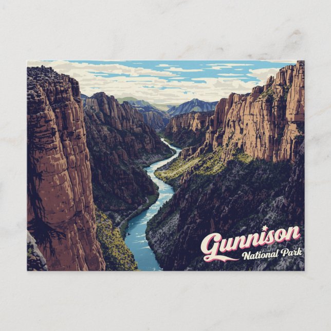 Cartão Postal Gunnison Black Canyon River Art (Frente)