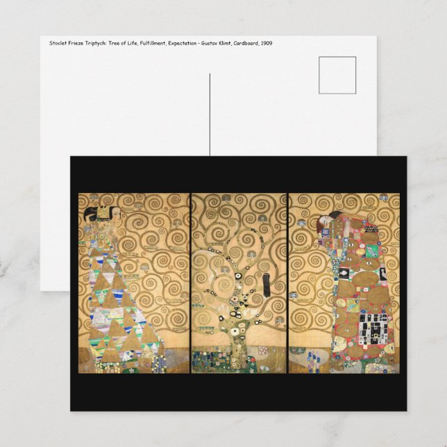 Cartão Postal Gustav Klimt - Árvore de Vida de Stoclet Frieze (Frente/Verso)