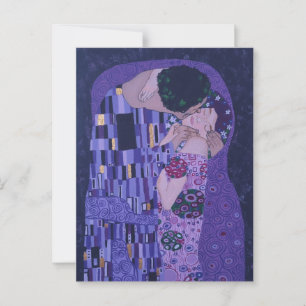 Cartão Postal Gustav Klimt Beijo em Cartaz Roxo