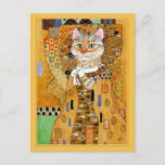 Cartão Postal Gustav Klimt - cartão-postal de gato giro<br><div class="desc">Esta é uma colher da pintura retrátil de Gustav Klimt de Adele Bloch-Bauer, também conhecida como "A Mulher em Dourado". Porque a minha versão apresenta um gato, chama-se "O Gato no Dourado." Você pode mudar a cor da borda se quiser. Esta imagem também está disponível em outros produtos da minha...</div>