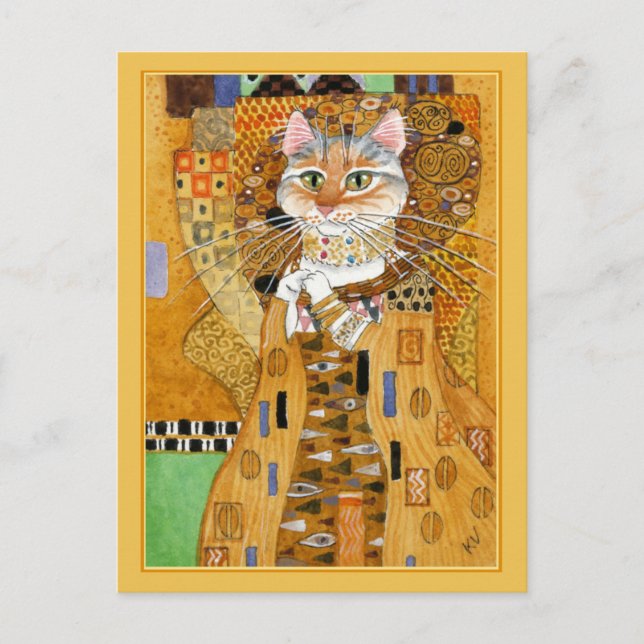 Cartão Postal Gustav Klimt - cartão-postal de gato giro (Frente)