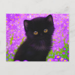 Cartão Postal Gustav Klimt Cat<br><div class="desc">Cartão postal com um gato Gustav Klimt! Este gatinho fluffy fica num campo verde de flores roxas. Um presente perfeito para amantes de gatos e entusiastas de arte austríacos!</div>