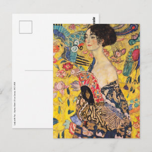 Cartão Postal Gustav Klimt - Dama com Leque