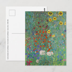 Cartão Postal Gustav Klimt - Jardim Rural com Girassóis