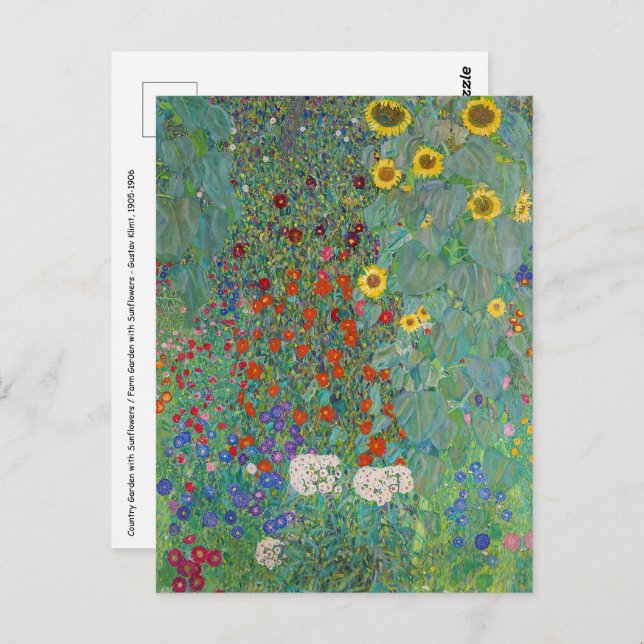 Cartão Postal Gustav Klimt - Jardim Rural com Girassóis (Frente/Verso)