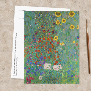 Cartão Postal Gustav Klimt - Jardim Rural com Girassóis