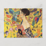 Cartão Postal Gustav Klimt Lady com ventilador<br><div class="desc">Gustav Klimt Lady com cartão-postal do Ventilador</div>