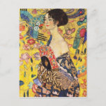 Cartão Postal Gustav Klimt Lady with Fan<br><div class="desc">Gustav Klimt Lady com cartão-postal do ventilador</div>