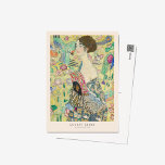 Cartão Postal Gustav Klimt Lady with Fan Art Exhibtion Poster<br><div class="desc">Gustav Klimt Lady with Fan Art Exhibtion Impressão</div>