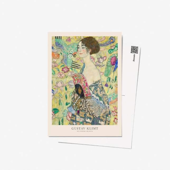 Cartão Postal Gustav Klimt Lady with Fan Art Exhibtion Poster (Criador carregado)