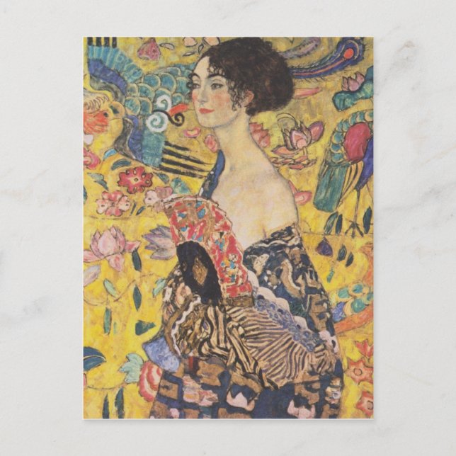 Cartão Postal Gustav Klimt - Mulher com leque (Frente)