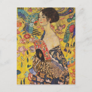 Cartão Postal Gustav Klimt - Senhora com ventilador